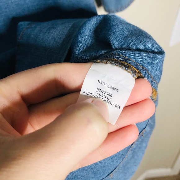 J. CREW | Chambray Tab Sleeve Collared Shirt Dress 100% Cotton Chest Pockets - Picture 6 of 7